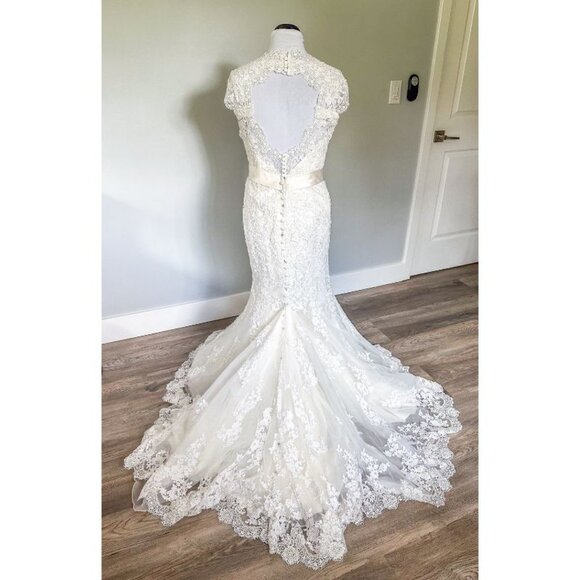 Allure Bridals Queen Anne Neckline Wedding Dress - Picture 6 of 14